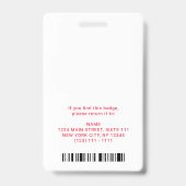 Moderne Rood Foto Barcode Zakelijk Logo Naam Badge (Achterkant)
