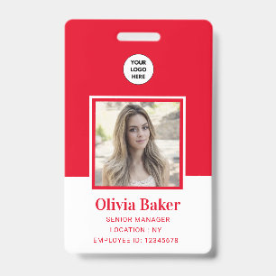 Moderne Rood Foto Barcode Zakelijk Logo Naam Badge