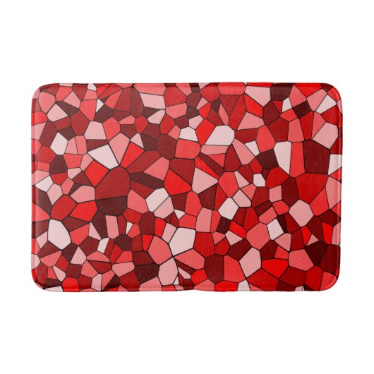 Moderne Rood Geometrisch Mozaïekpatroon Badmat (Voorkant)