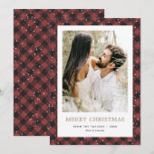 Moderne Rood Geplay Goud Sneeuw Foto Vrolijk Kerst Feestdagenkaart (Voorkant / Achterkant)