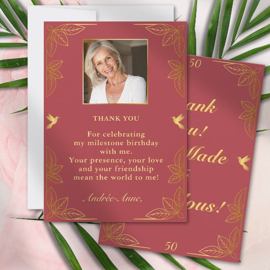 Moderne Rood Goud 50 Fabulous Verjaardag Bedankkaart