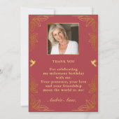 Moderne Rood Goud 50 Fabulous Verjaardag Bedankkaart (Achterkant)