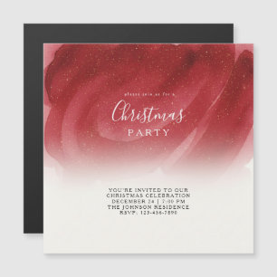 Moderne Rood & Goud Abstracte Magnetische Kerst Ui Uitnodiging