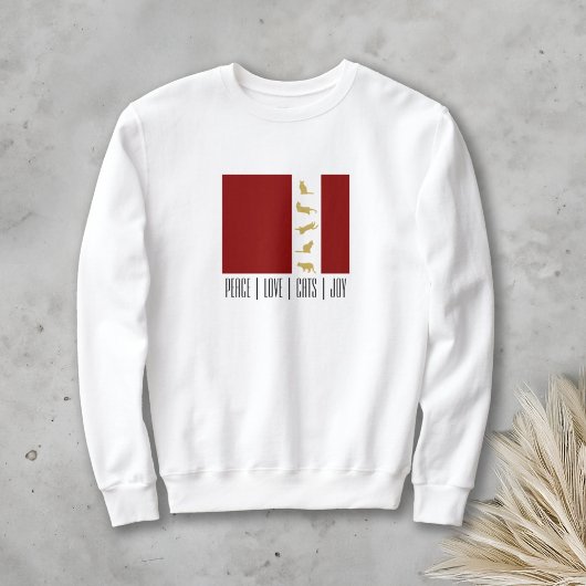 Moderne Rood Goud Kat Kerst Trui