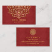Moderne Rood & Goud Mandala Yoga Instructeur Visitekaartje (Voorkant / Achterkant)
