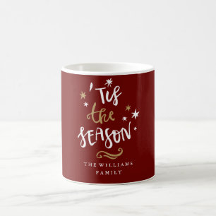 Moderne Rood Goud 'Tis Het Seizoen Kerstmug Koffiemok