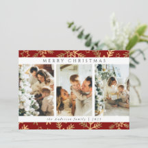 Moderne Rood Goud Vrolijke Kerstfoto Collage