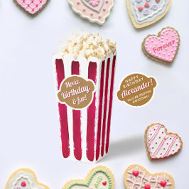 Moderne Rood Goud Witte Streep Popcorn Film Paint Bedankdoosjes