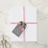 Moderne Rood Goud & Zilver Kerst Ornamenten Cadeaulabel (Met Touw)