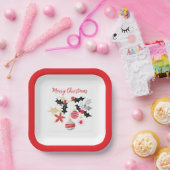 Moderne Rood Goud & Zilver Kerst Ornamenten Papieren Bordje (Feest)