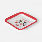 Moderne Rood Goud & Zilver Kerst Ornamenten Papieren Bordje (Gebogen)