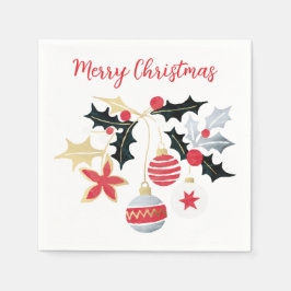 Moderne Rood Goud & Zilver Kerst Ornamenten Servet