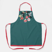 Moderne Rood Goud & Zilver Ornamenten Schort (Voorkant)