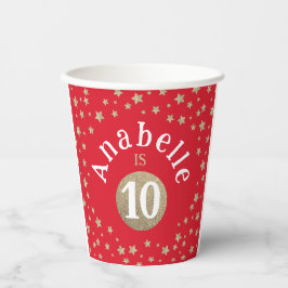 Moderne Rood Gouden Glitter Sterren Geboortedag  Papieren Bekers