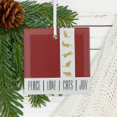 Moderne Rood Gouden Kat Kerstmis Glas Ornament