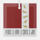 Moderne Rood Gouden Kat Kerstmis Glas Ornament (Voorkant)