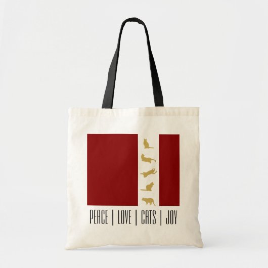 Moderne Rood Gouden Kat Kerstmis Tote Bag (Voorkant)