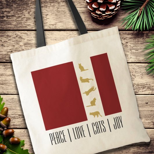 Moderne Rood Gouden Kat Kerstmis Tote Bag