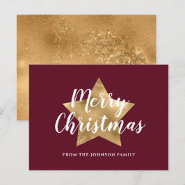Moderne Rood Gouden Ster Kerstmis Briefkaart