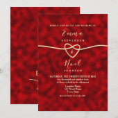 Moderne Rood Gouden Trouw Uitnodiging (Voorkant / Achterkant)