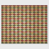 Moderne  rood groen beige kerstpleinen cadeaupapier (Vlak)