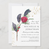 Moderne Rood Groen Grijs Winter Christelijk Bruilo Kaart (Voorkant)