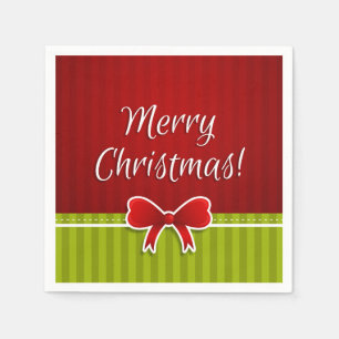 Moderne Rood Groen Vrolijk Kerstfeest Typografie Servetten