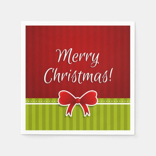 Moderne Rood Groen Vrolijk Kerstfeest Typografie Servetten (Voorkant)