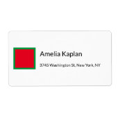 Moderne Rood Groen Wit Minimalistische Professiona Etiket (Voorkant)