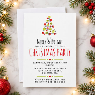 Moderne Rood Groene Aquarel Kerstboom Feest Kaart