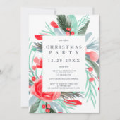 Moderne rood groene bloemenkerstfeest waterverf kaart (Voorkant)