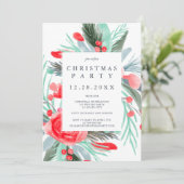 Moderne rood groene bloemenkerstfeest waterverf kaart (Staand voorkant)