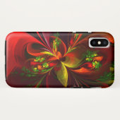 Moderne Rood Groene Bloemrijke Abstracte Kunst Pat Case-Mate iPhone Case (Achterkant (horizontaal))