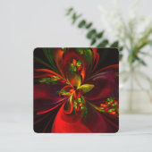 Moderne Rood Groene Bloemrijke Abstracte Kunst Pat Kaart (Staand voorkant)