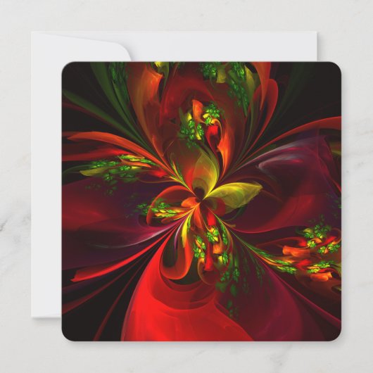 Moderne Rood Groene Bloemrijke Abstracte Kunst Pat Kaart (Voorkant)