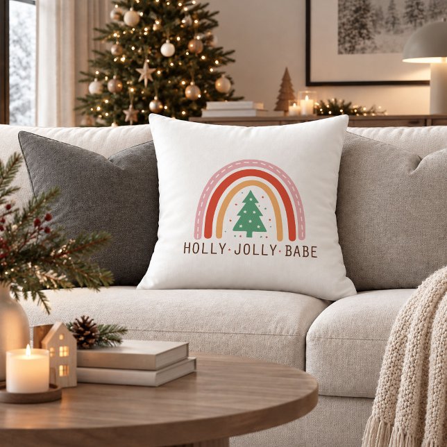 Moderne Rood Groene Boho Kerst Kussen Decoratie (Modern Red Green Boho Christmas Throw Pillow Decor)