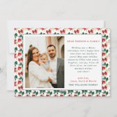 Moderne rood groene boog foto kerst feestdagenkaart (Achterkant)