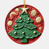 Moderne Rood Groene Kerstboom Ornament (Voorkant)