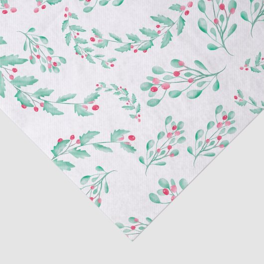 Moderne rood groene maretak waterverf patroon tissuepapier (Detail)