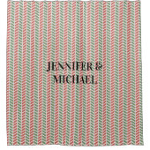 Moderne rood groene pastel Kerstmis Douchegordijn (Voorkant)