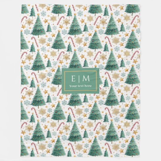 Moderne rood groene waterverf kerstbomen fleece (Voorkant)