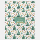 Moderne rood groene waterverf kerstbomen fleece deken (Voorkant)