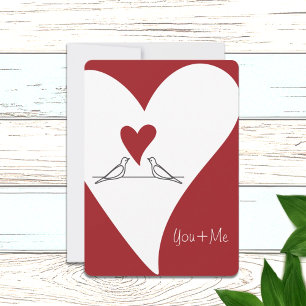 Moderne Rood Hart Witte Duif Koppel Jubileum Feestdagenkaart