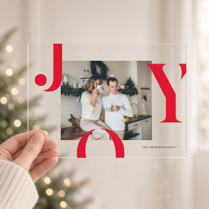 Moderne Rood Kerst Familie Foto Acryl Uitnodigingen