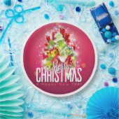 Moderne Rood Kerst Grafische Illustratie Papieren Bordje (Feest)