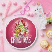 Moderne Rood Kerst Grafische Illustratie Papieren Bordje (Feest)