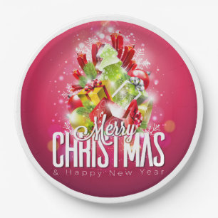 Moderne Rood Kerst Grafische Illustratie Papieren Bordje