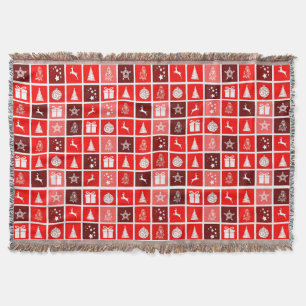 Moderne Rood Kerst Raster Patroon Minimalistisch Deken