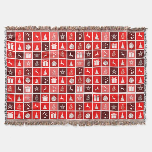Moderne Rood Kerst Raster Patroon Minimalistisch Deken (Voorkant)