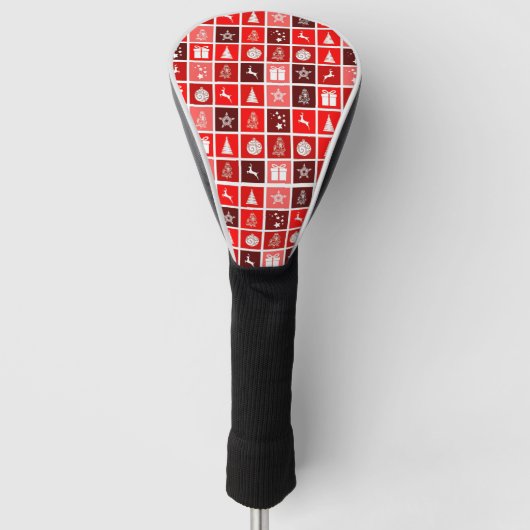 Moderne Rood Kerst Raster Patroon Minimalistisch Golfheadcover (Voorkant)
